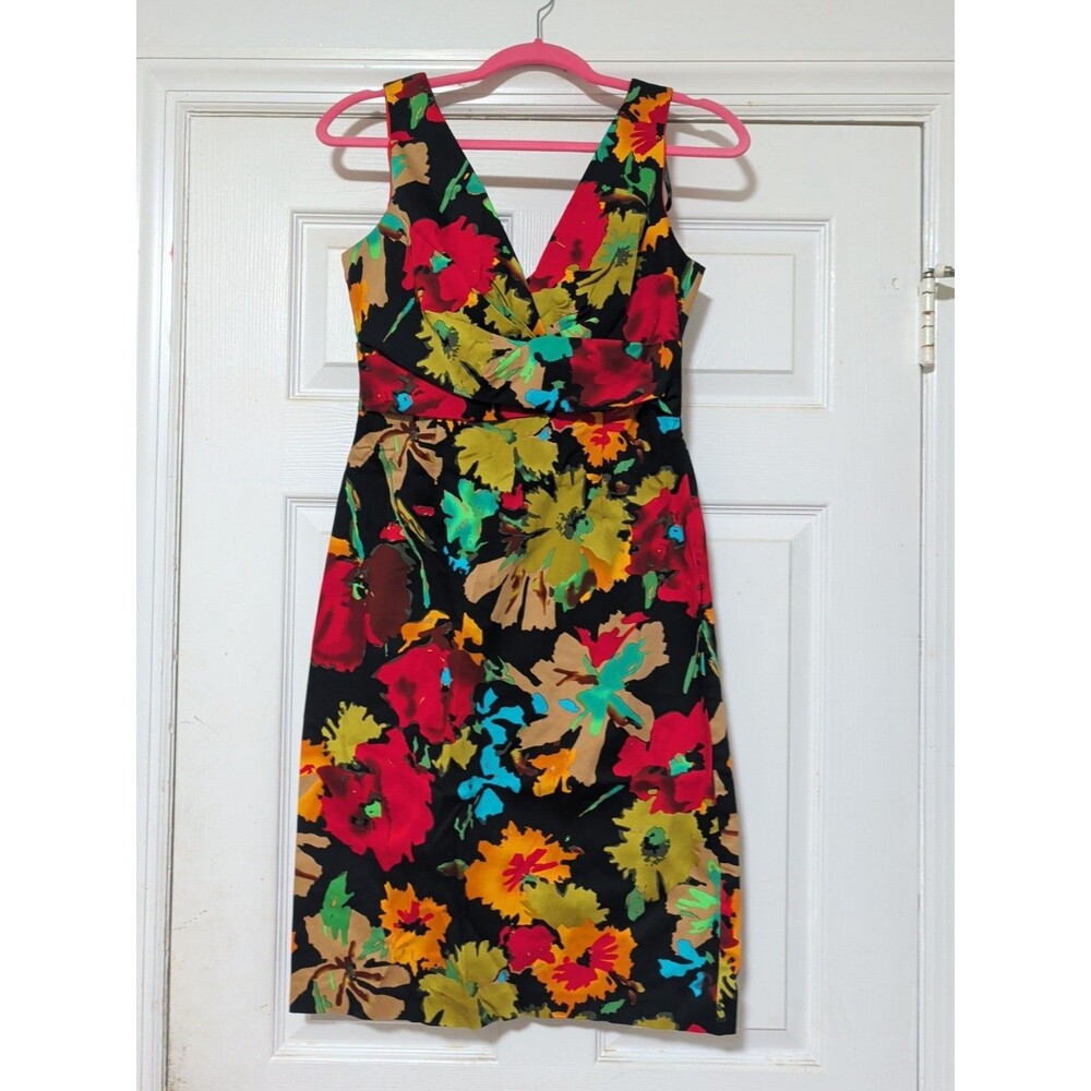 Donna Ricco  Elegant Floral Sheath Dress – Vibrant Multicolor Print Size  8, Y2K